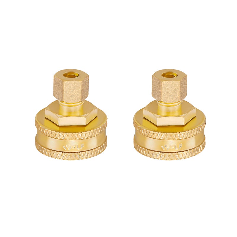Minimprover Brass 2PCS Garden Hose Adapter,Faucet to Hose Adapter,3/4" Female GHT Garden Hose Thread to 1/4" OD Compression Brass Connector Pipe Fittings - Image 1